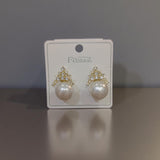 Natural Freshwater Pearl Earrings Queen of Ice And Snow S925 Silver Needle Crown Elegant Studs